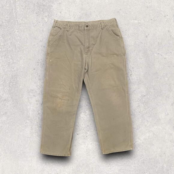 ★ Carhartt Vintage (90’s) Tan Carpenter Workwear Pants w/ Utility Pockets ★ - Picture 3 of 7